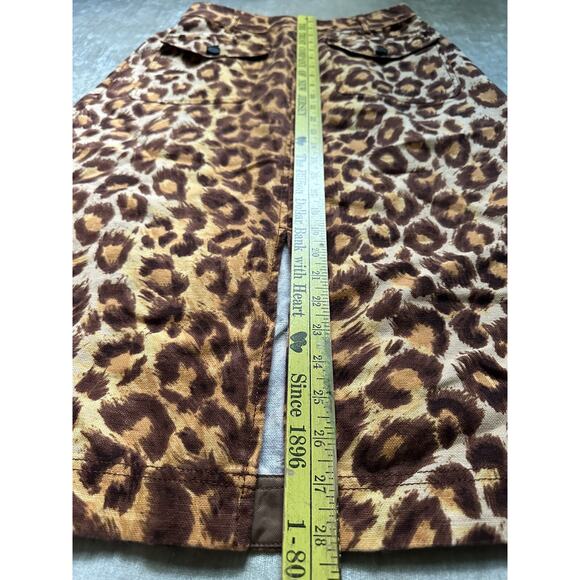 Kate Spade Panthera Canvas Midi Skirt 6 Pockets Linen Cotton Leopard Print $228 - Picture 13 of 14